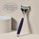 Harry's Original Shaving Kit for Men - Razor Handle and 3 Razor Blade Refill Cartridges - German Engineered - Chrome Edition (Navy)