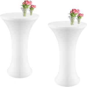 2PCS 24 x 43 Inch Round Highboy Spandex Cocktail Tablecloth White- Fitted Cocktail Elastic Table Covers, Protective, Reusable, Wrinkle Resistant, for Party, Pub, Banquet, Bistro, Bar 2PCS 24 x 43 Inch Round Highboy Spandex Cocktail Tablecloth White- Fitted Cocktail Elastic Table Covers, Protective, Reusable, Wrinkle Resistant, for Party, Pub, Banquet, Bistro, Bar