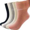 Non-Binding Wide Top Loose Fitting Extra Width Thick Ankle Crew Socks - Medical Hospital Socks for Diabetes Edema - Casual Dress Sox (5 pairs)
