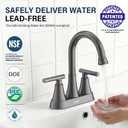 Bathroom Faucet, Hurran 4 inch Centerset 2-Handle Lead-Free, Brushed Grey