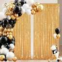 Gold Sequin Backdrop Curtain 2 Pcs 5FTx10FT Panels Stage Background for Wedding Party Drapes Decorations