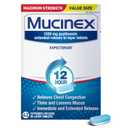 Chest Congestion, Mucinex Maximum Strength 12 Hour Extended Release Tablets, 42ct, 1200 mg Guaifenesin with extended relief of chest congestion caused by excess mucus, thins and loosens mucus (EXP 04 2027)