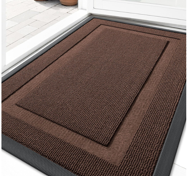 Front Door Mat Indoor Outdoor Entrance, Waterproof All-Season, All-Weather Doormat, Sturdy Natural Rubber, Fade Resistant, Low Profile, Easy Clean Patio Porch Entryway Mat