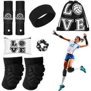 Vabean 3Pcs Volleyball Accessories,Include Sport Hair Scrunchies Sweat Band Drawstring Bag Cosmetic Bag Wrist
