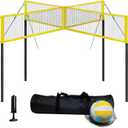 Four Square Volleyball Game Set,Way Volleyball and Badminton Combo Net for Backyard and Beach,Outdoor Portable Volleyball Net with Carrying Bag