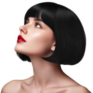 Ultra Short Black Wig with Bangs for Cosplay 1920's Flapper Wigs for women Short Black Bowl Cut Wig for Party 1930s Costumes for Women 1940s Wigs for Halloween Outfit +Hair Cap
