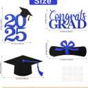 4 x Graduation Decorations 2025, 16 PCS Black Blue Graduation Centerpieces for Tables, Double-Sided Table Toppers Centerpieces, Class of 2025 Grad Party Decorations 2025
