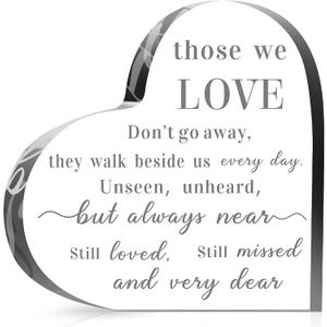 Jetec Bereavement Gift Acrylic Heart Sympathy Memorial Condolence Gift for Loss of Loved One Remember Me Grieving Present for Remembrance Table Decor(6 x 6 x 0.6 Inch)