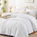 AveLom Seersucker Queen Comforter Set (90x90 inches), 3 Pieces - 100% Soft Washed Microfiber Lightweight Comforter with 2 Pillowcases, All Season Down Alternative Comforter Set for Bedding, White