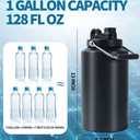 Insulated Water Bottle, 2 Pack, 1 Gallon Jug with Handle, 128 oz Stainless Steel Large Water Bottle Wide Mouth Double Vacuum for Hot & Cold Drinks, Stainless Steel & Black
