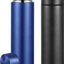 Irenare 5oz Mini Water Bottle Mini Insulated Stainless Steel Bottle Purse Water Bottle Cute Leak Proof Water Flask Keeps Drink Cold and Hot for Purse Kids Women Lunch Bag (Black, Blue, 2 Pieces)