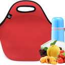 LOVAC Neoprene Lunch Bag, Thick Insulated Lunch Bag - Durable & Waterproof Lunch Tote With Zipper For Outdoor Travel Work(Red)