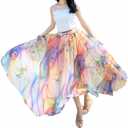 Afibi Women Full/Ankle Length Blending Maxi Chiffon Long Skirt Beach Skirt S