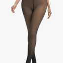 Fleece Lined Tights Sheer Women Fake Translucent Warm Pantyhose Leggings Hight Waist Thermal Thick Tights L