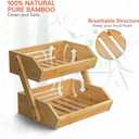 G.a HOMEFAVOR Large Bamboo Fruit Basket, 2-Tier Fruit Bowl for Kitchen Counter, Vegetable Storage Stand for Fruit Shop, 15 mm Thickness (Self-assembly)