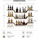 ZAOBAS Wall Mounted Wine Rack with LED Lights | 3-Tier Floating Bar Shelves, Hanging Liquor & Wine Glass Rack for Home Bar, Cafe, Dining Room Decor, 31.4 inches