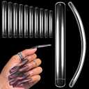 XXXXL Extra Long Nail Tips, BORNBYME 100Pcs Clear Curve Nail Tips Acrylic Full Straight Nail Tip