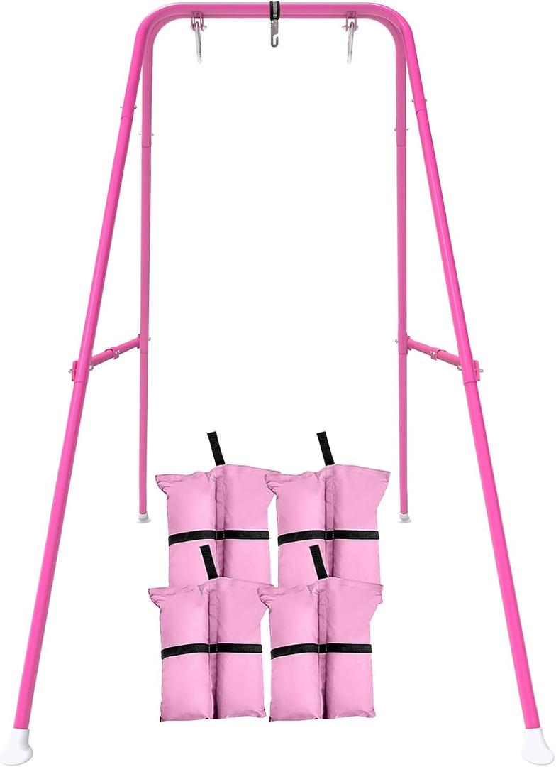 Swing Stand for Kids,Baby Swing Frame, Toddler A-Frame Metal Swing Set for Backyard, Outdoor Indoor use, Fits for Most of The Toddlers Swings (Pink)