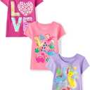 The Children's Place Baby and Toddler Girls' Assorted Everyday Short Sleeve Graphic T-Shirts, Multipack (5T, Flamingos/Pineapple/Hawaiin Girl 3-pack)