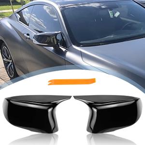 Infiniti Door Mirror Cover Caps - Rearview Replacement for Q50 Sedan 2014-2020, Q60, Q70, QX30, QX50 2015-2020 - Left and Right (Glossy Black)