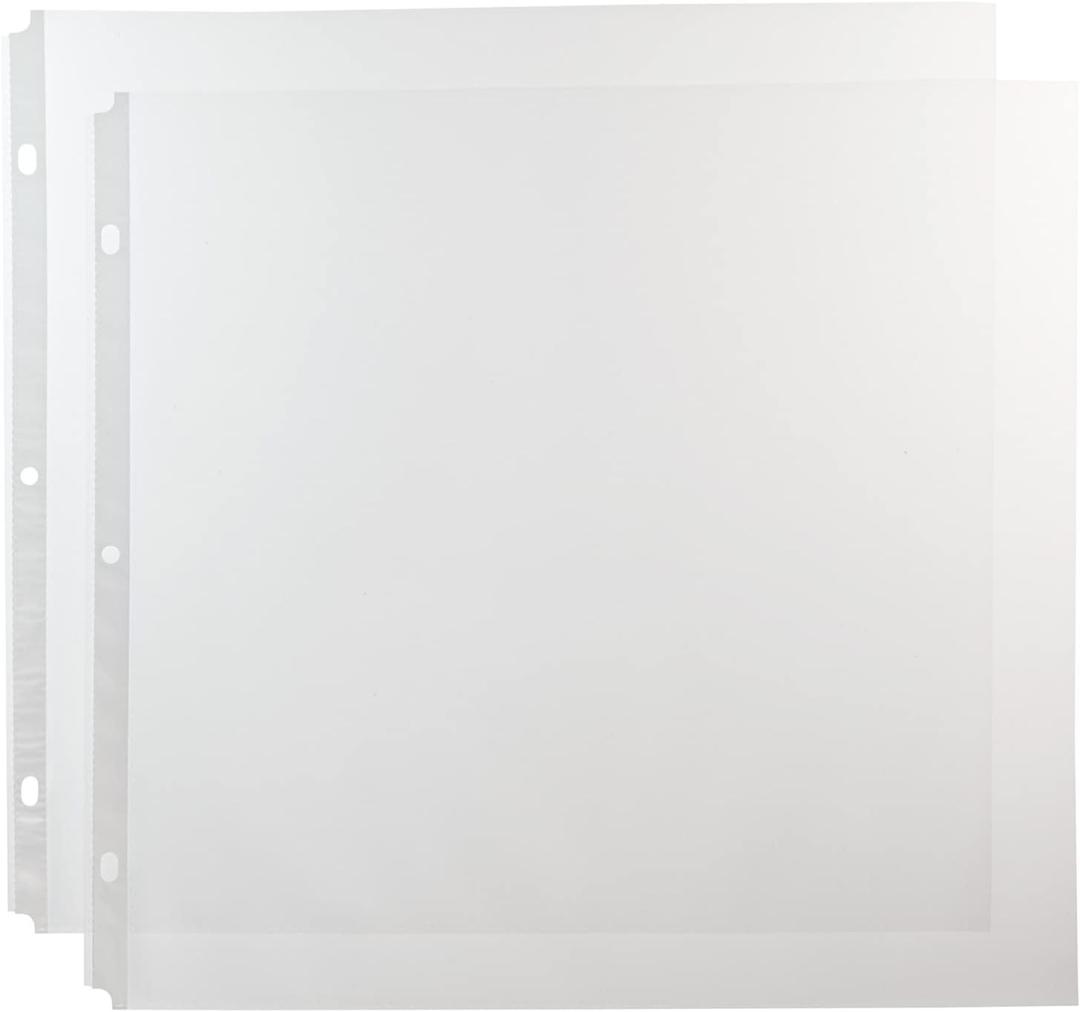 Okuna Outpost Scrapbook Refill Pages & Clear Plastic Sleeves - Top-Loading Page Protectors - 0.16 mm Thick Plastic Sleeves - Protects Memory Book & Photo Album - 12"x 12", Pack of 50