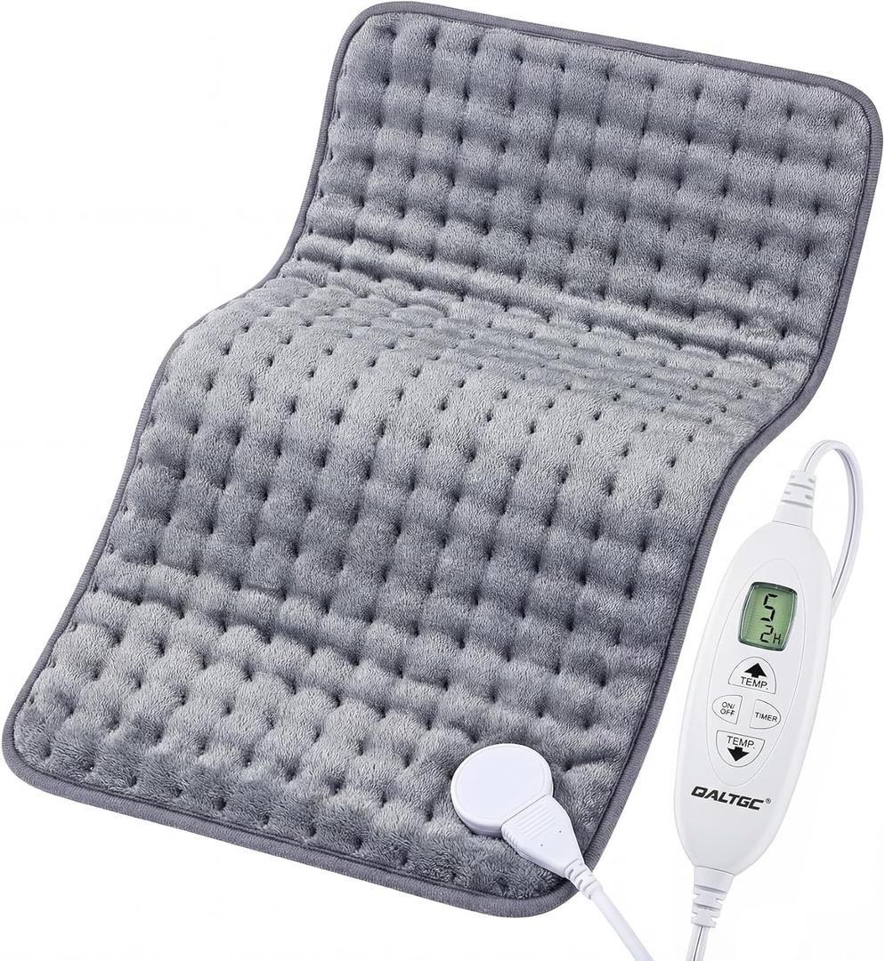 Electric Heating Pad, 2025 Upgraded Dual Mode Controller (Manual and auto Off Mode),Multiple Safety protections, Comfortable Soft, Machine Washable12"x 24" Grey