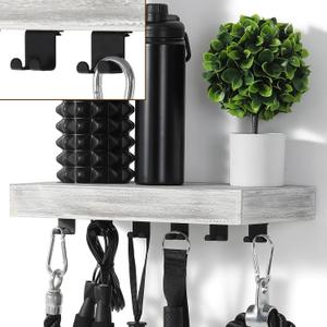 Tonal Accessory Shelf, Wall Mount Floating Shelf Organizer Fits Various Home Gym Accessories, Heavy Duty Space Saving Tonal Storage Rack with 6 T-Locks Clips Hooks Adapters Hanger, White