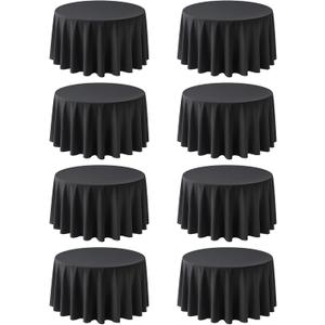 8 Pack Round Tablecloth 120 Inch Cloth Black Tablecloth for Round Tables, Washable Polyester Table Cloth Stain and Wrinkle Resistant Decorative Table Cover for Wedding Party Dining Banquet