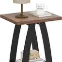 End Table, Side Table, Nightstand, Sofa Side Table with Shelf, Modern End Table for Living Room, Bedroom (1, Brown&black)
