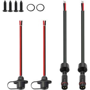 2Pin Waterproof Connector,2 Wire Male Female Plug LED Connector with 16AWG M16 Waterproof Cover Extension Cable with Ear Panel Installation Type for Car, Boat, LED Strip Lights.(2Pairs)