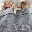 Bedsure Gentlesoft Sherpa Fleece Throw Blanket for Couch - Fluffy & Cozy Cable Jacquard Tufted Throw for Women Gift, Thick and Warm Christmas Blanket for Winter, Grey, 50x60 Inches