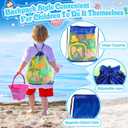 Collapsible Beach Toys for Kids Toddlers, 3 Foldable Buckets and Shovels Set, Sand Castle Building Kit, Ice Cream Travel Sand Toys for Sandbox & Mesh Bag, Beach Essentials for Boys Girls Age 3-10