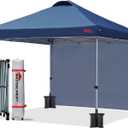 MASTERCANOPY Durable Pop-up Canopy Tent with 1 Sidewall (8'x8',Navy Blue) (8x8)