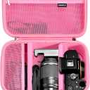 RAIACE Hard Case Compatible with Sony Alpha 7 II III IV/7R V Camera, for Nikon, for Canon, for Pentax and More. Large Capacity With Mesh Pocket for Lens, Charger, Cables, Cards and Accessories.-Pink