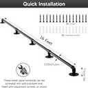 Handrail for Indoor Stairs - 16 Feet Wall Mount Industrial Iron Pipe - Metal Railing Non-Slip Grab Bar - Stairs Porch Deck Hand Rail Matte Black