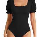 MANGOPOP Square Neck Long Sleeve Short Sleeve Bodysuit for Women Mesh Ruffle Sleeves Going Out Tops (X-Large)