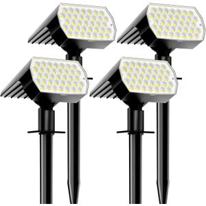 Solar Spot Lights Outdoor - 74 LED 3 Lighting Modes 2-in-1 Solar Landscape Spotlights, IP65 Waterproof Outdoor Solar Lights for Yard Garden Pathway Outside Landscape - 4PK (3000/4000/6000K)