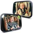Onco Baby Car Mirror Rear Facing (2 Pack) - 100% Shatterproof & Shakeproof, Award-Winning Convex Car Mirror for Baby with 360 Rotation, Newborn Essentials (9.6 x 6.9 in)