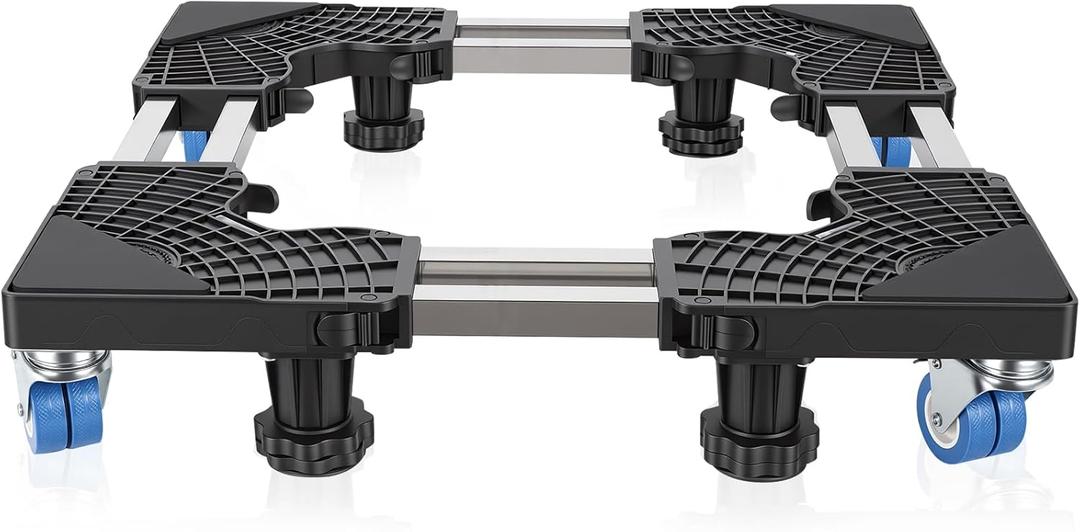 Mobile Mini Fridge Stand with 4 Locking Swivel Rollers, Universal Adjustable Appliance Mover Cart for Portable Washer AC Dehumidifier Furniture Dolly Base 17.7-26.7 in W 340LBS Black