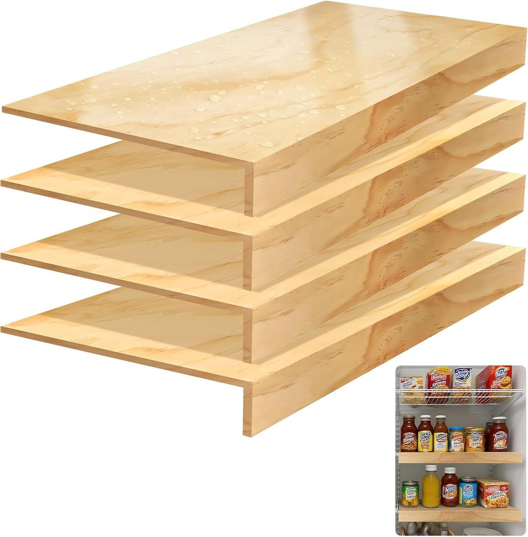 Wire Shelf Covers for Closet & Pantry | Solid Wood Shelf Covers 8mm Thick | Tool-Free Removable 24x12 Inch | Rustic Design for Kitchen & Home (4 Pack)