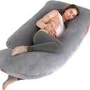 ALLOPERA Pregnancy Pillow, Full Body Maternity Pillow 57 inch, with Removable Washable Cover - Sleep Support for Legs, Back, Neck, Shoulder, HIPS, Belly for Pregnant Women, Velvet Cover(Grey)