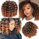 Kenkenten Jamaican Bounce Crochet Hair-4 Packs Deal 8 Inch 22Roots Jumpy Wand Curly Crochet Hair For Black Women(8 Inch 4 Packs, T1B-30#)