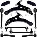 TUCAREST 10Pcs Suspension Kit Fit For 12-17 To-yota Camry, 13-18 Avalon, 2 Front Lower Control Arm w/Ball joint + Outer Inner Tie Rod + Sway Bar + Boots [# K621476 K621477 K750123 EV801497 ES800930]