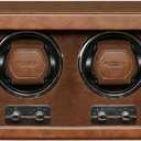 ROTHWELL Double Watch Winder for Automatic Watches with Quiet Motor with Multiple Speeds and Rotation Settings (Tan / Brown)