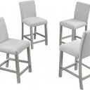 LUMISOL 4 Upholstered Chairs for Kitchen, Dining Room, Home Bar, Silver Gray