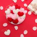 Fumwase 24PCS Crochet Heart Ornaments for Valentine Tree Handmade Red Pink White Hanging Heart Vase Filler for Home Wedding Anniversary Party Decor (Red Pink White)