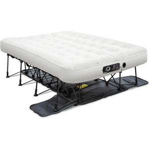 Ivation EZ-Bed (Full) Inflatable Air Mattress with Frame & Rolling Case, Built-in Deflate Defender Dual Pump Technology - 3 Min Self Inflate/Deflae Raised Blow up Bed on Legs, Premium Coil Design, Full Size