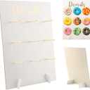 Wooden Donut Wall Display Stand, Donut Peg Board Holds 9 Donuts, Reusable Doughnuts Holder Treat Holder Stand for Birthday, Wedding, Party Event Dessert Table(White)