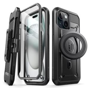 SUPCASE for iPhone 15 Plus Case with Stand, [Compatible with MagSafe] [Built-in Screen Protector & Belt Clip] [Military-Grade Drop Protection] Magnetic Phone Case for iPhone 15 Plus, Black