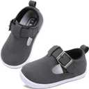 JOINFREE Toddler Shoes Girls Boys Lightweight Dress Shoes Wide Barefoot Flats Fashion School Shoe Kids Fall Walking Sneakers (Black)